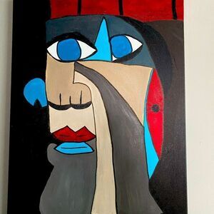 Original Abstract Cubism Painting 18x24 done in acrylics on canvas